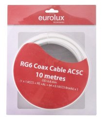Eurolux Disc...coax Cable AC5C White 10M OD6.8MM RG6