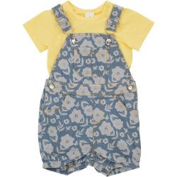 Made 4 Baby Girls Denim All Over Print Dungaree 0-3M
