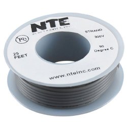 Nte Electronics WH26-08-25 Hook Up Wire Stranded Type 26 Gauge 25' Length 300V Gray