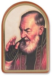St Pio Wall Plaque With Gold Rim