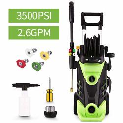 Homdox 3500 Psi Electric Pressure Washer 2.6 Gpm Power Washer 1800W Electric Power Washer Cleaner With Hose Reel And 5 Nozzles Green