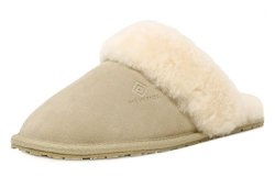 DREAM PAIRS Women's Bliz Sand Sheepskin Fur Mules Fluffy Comfy Slippers Size 6.5-7 M Us