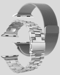 Gretmol Online Gretmol Silver 3 Bead & Milanese Mesh Apple Watch Straps Combo - 38 Mm