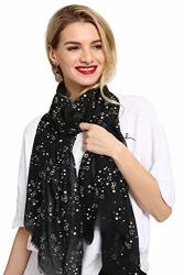Autumn Starry Sky Warm Hot Silver Five-pointed Star Print Tassel Scarf