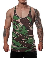 Manstore Men's Gym Stringer Tank Top Bodybuilding Athletic Workout Muscle Fitness Vest Camouflage 2XL
