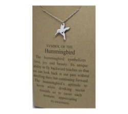 Crcs -stainless Steel Necklace On Card-hummingbird