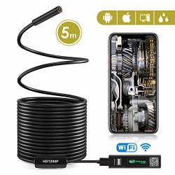 Wireless Endoscope Wifi Inspection Camera 2.0 Megapixels HD Snake Camera Instecho Micro USB Borescope Waterproof Endoscope Laptops USB Otg Compatible Android Smartphones 16.4FT Upgraded
