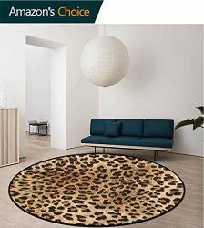 Rugsmat Leopard Print Area Rugs Traditional Design Wild Animal Skin Bedroom Home Shaggy Carpet ROUND-31