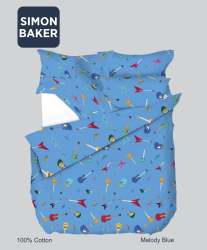 Simon Baker Melody Blue Cotton Printed Duvet Cover Set Various Size - Blue Three Quarter 150CM X 200CM +1 Pillowcase 45CM X 70CM