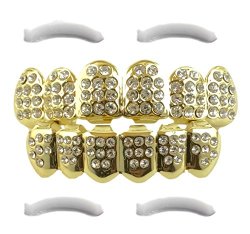 Gold Plated Iced Out Grillz With CZ Diamonds