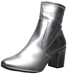 Rampage Women's Itsie Block Heel Stretch Ankle Dress Bootie Fashion Boot Silver metallic 10 Medium Us
