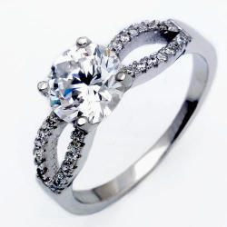Beautiful 925 Silver Cz Engagement Ring Size 7 Or 8