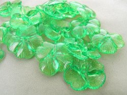 Acrylic - Transparent - Green - Pansy Flower - Beads - 21mm