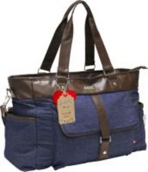 Little Books Little Co. Tote Nappy Bag - Blue Denim With Chocolate Trims