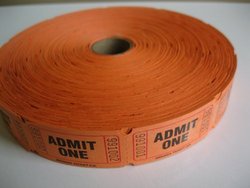 Orange 2000 Admit One Single Roll Consecutively Numbered Raffle Tickets