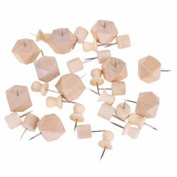 Youngrich 30 Wood Push Pins Map Pins Wooden Thumb Tacks Decorative