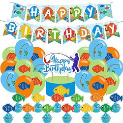 JOYMEMO The Big One Fishing Party Supplies, Gone Fishing Hanging Swirls  Decorations, Little Fisherman, O Fish Ally One 1st Birthday Party  Decorations