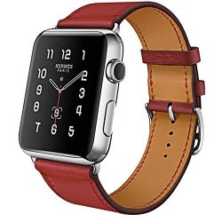 Apple Watch Band 42MM Business Series Apple Watch Leather Band Cow Leather Replacement Band For 42MM Apple Watch Series 3 SERIES 2 SERIES 1 SPORT EDITION Red 42MM
