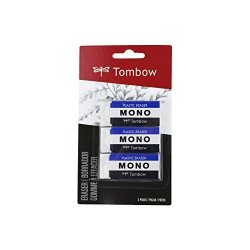 Tombow Mono White 3-PACK Medium Eraser 57324