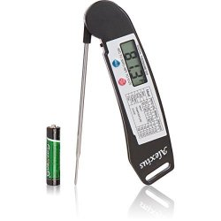 Alexius Digital Instant Read Meat Thermometer For Cooking Bbq Grilling Kitchen Best For Steak Pork Chicken Fish Turkey Wine + Batteries Included Black