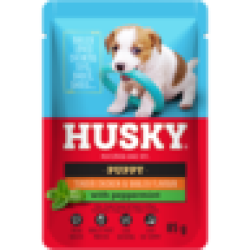 Husky Meatlovers Chicken & Barley Flavoured Puppy Dog Food Pouch 85G