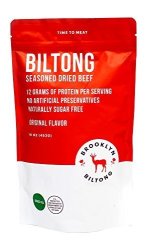 Brooklyn Biltong Biltong Beef Jerky - Grass Fed Seasoned Dried Beef - 16OZ Original