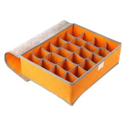 24 Grid Bamboo Charcoal Storage Box Drawer Organizer - Yellow