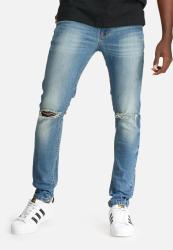 basicthread Skinny Knee Rip Jeans in Mid Blue