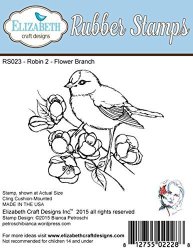 Elizabeth Craft Designs Robin 2 - Flower Branch Cling Red Rubber Stamp RS023