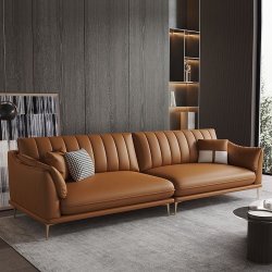 Londres Brown Leather Custom Couch - 3 Seater