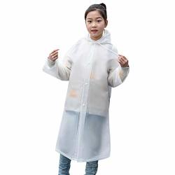 Hengst Child Raincoats Long Rainwear For Kids Rain Ponchos With Hat Hood Reusable White L