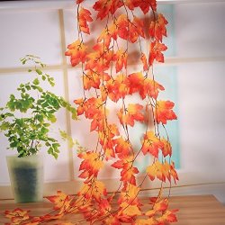 YSBER 12PCS 92 Inch Artificial Ivy Red Maple Leaf Leaves Garland Plants Vine Fake Foliage Flower Home Garden Decorations