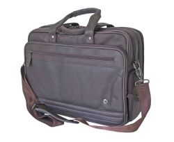 Gino De Vinci Colombia Leather Wide Screen Leather Computer Bag Brown