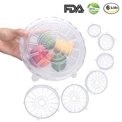 Silicone Stretch Lids 6-PACK Various Sizes Cover For Bowl
