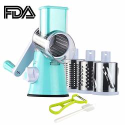 Ourokhome Rotary Cheese Grater Vegetable Slicer - Rotary Round Drum Grater  Chopper with 3 Stainless Steel Drums Strong Suction