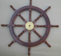 Ships Wheel Rosewood & Brass 106CM