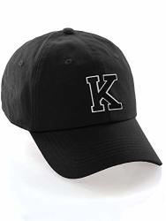 Custom Hat A To Z Initial Letters Classic Baseball Cap Black Hat White Black Letter K