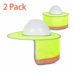 Boenfu Hard Hat Sun Shade 2 Pack Full Brim Hard Hat Neck Shade Cowboy Hard Hat With Secure-fit Fasteners & Built In Sweat Towel