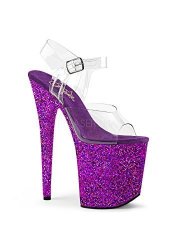 Pleaser Women's FLAM808LG C PPG Platform Sandal Clr purple Holo Glitter 6 M Us