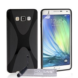 Yousave Accessories Samsung Galaxy A7 Case Black Silicone X-line Cover With MINI Stylus Pen