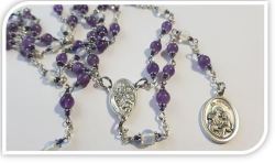 St Joseph Chaplet - In Amethyst & Moonstone Semi Precious Stones - For All Occasions Needs And Intentions