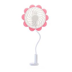 Portable USB Rechargeable Fan - Pink Sunflower Design Baby Stroller Fan - Baby Breeze Premium Cooling Fan With An Adjustable Neck Variable Speeds