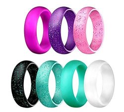Egnaro Silicone Wedding Rings Wedding Rings For Women Women Silicone Wedding Bands Stylish Color Combos 7 In 1 Size 8