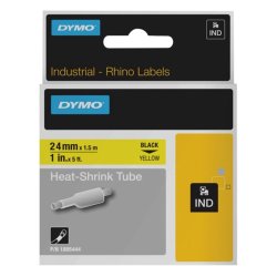 : Dymo Heatshrink Label Tape 24MM X 1.5M On Yellow - HTDYT24HSBKYL