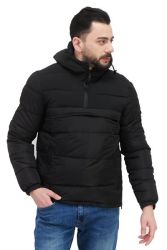 Men's Solid Puffer Jacket - Black