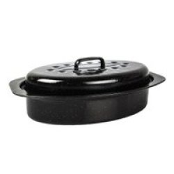 Enamel Coated Oval Pan With Lid - 3.0 Litre
