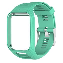Huve Silicagel Replacement Watchband Watch Strap 25CM Long For Tomtom 2 3 SPARK SPARK3 SERIES Gps Watch With Screen Protectors Light Blue