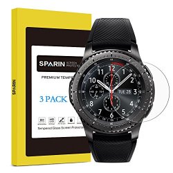3 Pack Gear S3 Frontier Classic Screen Protector Sparin Tempered Glass Bubble Free Full Coverage Screen Protector For Samsung Gear S3 Frontier Classic Smart Watch 1.3 Inch