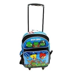 Smjaitd Full Size Blue Angry Birds Rolling Backpack - Angry Birds Luggage With Wheels