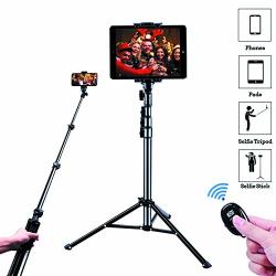 Selfie Stick Tripod Saveyour 51" Extendable Tripod Stand With Universal Phone pad Clip Remote Shooting Compatible With Iphone & Android Devices Phone Tripod For Video
